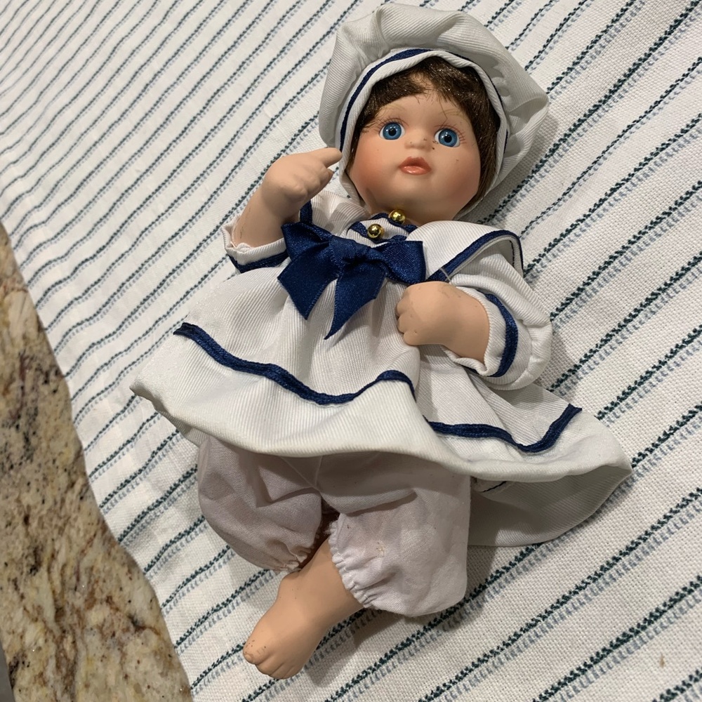 Vintage Porcelain Baby Boy in Sailor Suit
